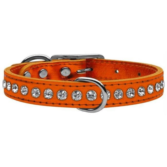 One Row Clear Crystal Metallic Leather Orange 12