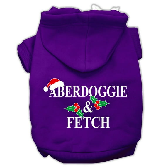Christmas Pet Dog and Cat Hoodie Screen Printed, "Aberdoggie  Fetch"