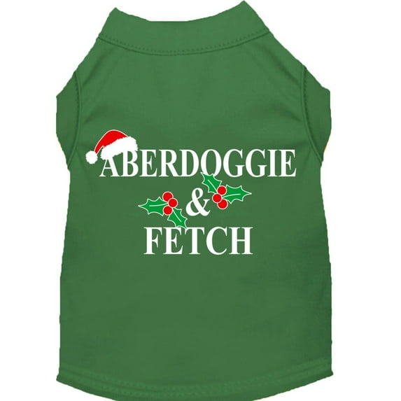 Christmas Screenprinted Dog Shirt, "Aberdoggie Fetch"