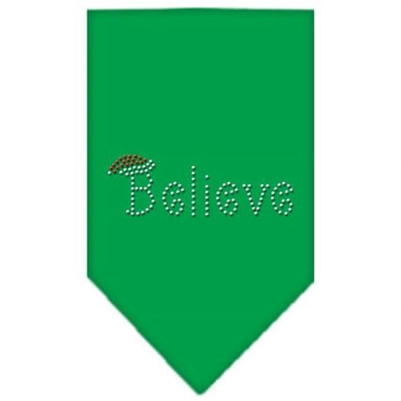 Mirage Pet Products Believe Rhinestone Bandana Emerald Green Large