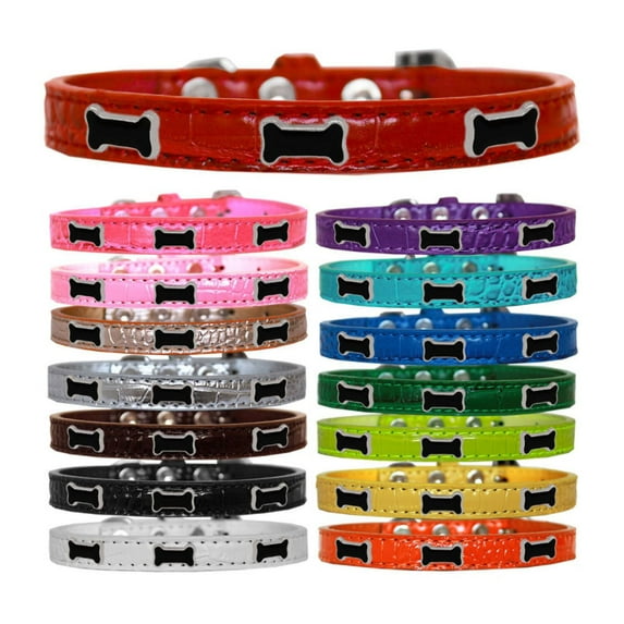 Dog, Puppy Pet Designer Croc Widget Collar, "Black Bone"