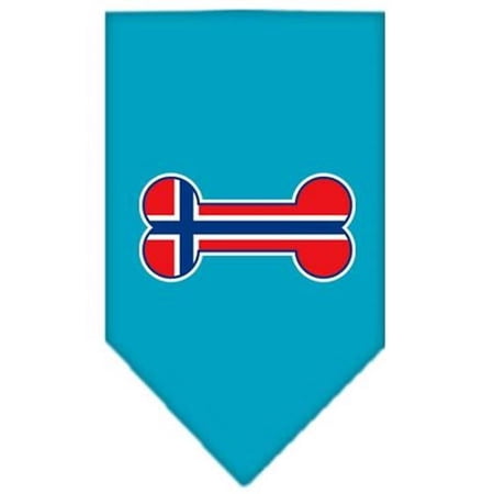 Mirage Pet Products Bone Flag Norway Screen Print Bandana Turquoise Large