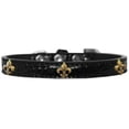 thumbnail image 1 of Bronze Fleur De Lis Widget Croc Dog Collar Black Size 14, 1 of 10