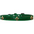 thumbnail image 1 of Bronze Fleur De Lis Widget Croc Dog Collar Emerald Green Size 18, 1 of 11