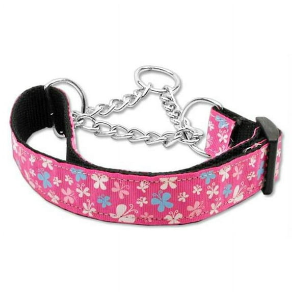 Mirage Pet Products Butterfly Nylon Ribbon Collar Martingale Pink Medium