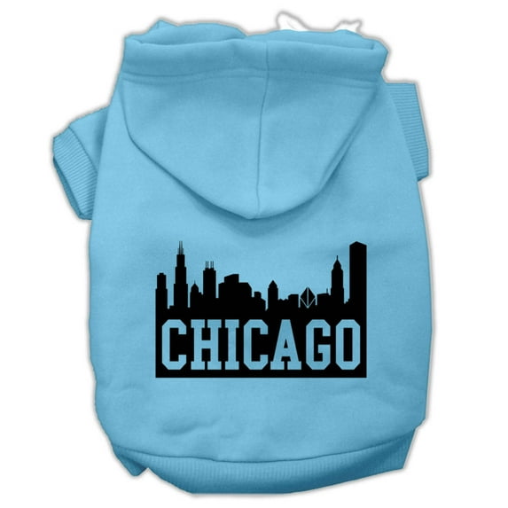 Mirage Pet Products Chicago Skyline Screen Print Pet Hoodies Baby Blue Size Sm