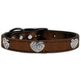 thumbnail image 1 of Crystal Heart Genuine Metallic Leather Dog Collar Bronze 18, 1 of 3