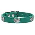 thumbnail image 1 of Mirage Pet Products Crystal & Leather Heart Dog Collar, Jade, L, 1 of 3