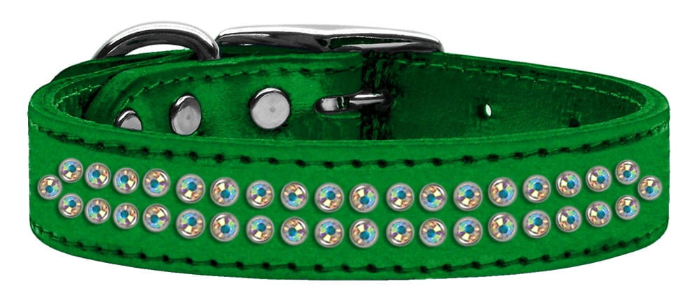 Mirage Pet Products Crystal & Leather Rhinestone Dog Collar, Emerald Green, S