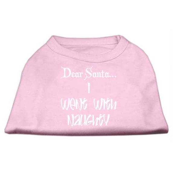 Mirage Pet Products Dear Santa I Went with Naughty Screen Print Shirts Light Pink Med - 12
