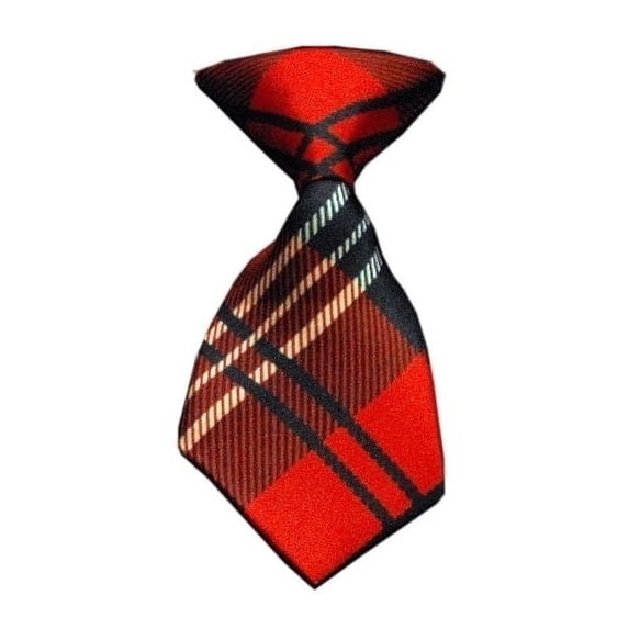 Dog Neck Tie Plaid Red