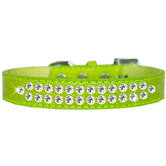 Mirage Pet Products Faux Leather Rhinestone Dog Collar, Lime Green, S