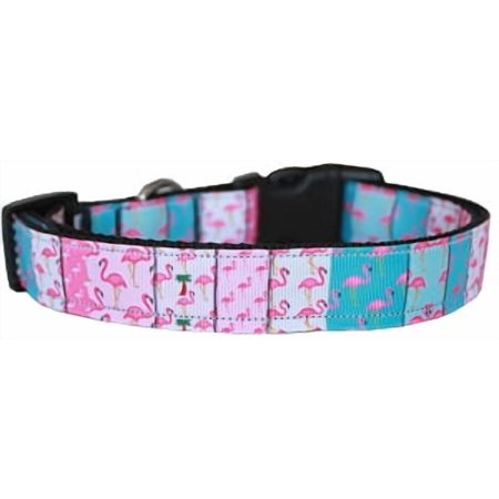 Pet Dog Cat Nylon Collar or Leash, "Flamingo Fun"