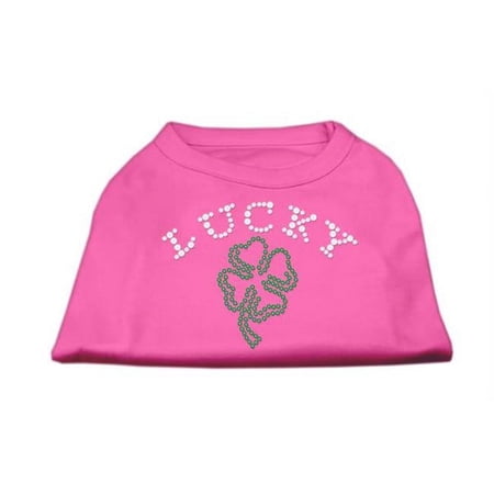 Mirage Pet Products Four Leaf Clover Outline Rhinestone Shirts Bright Pink L - 14