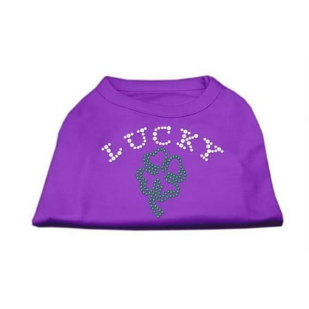 Mirage Pet Products Four Leaf Clover Outline Rhinestone Shirts Purple S - 10