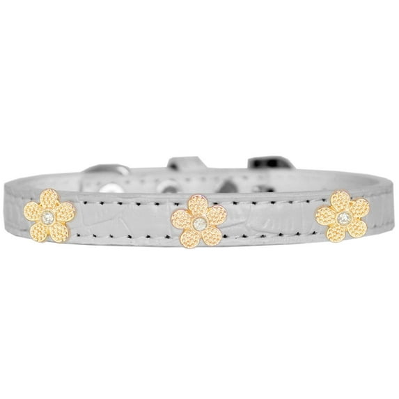 Dog, Puppy Pet Designer Croc Widget Collar, "Gold Flowers"