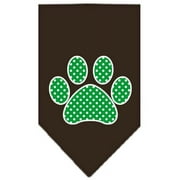 Mirage Pet Products Green Swiss Dot Paw Screen Print Bandana for Pets, Large, Cocoa