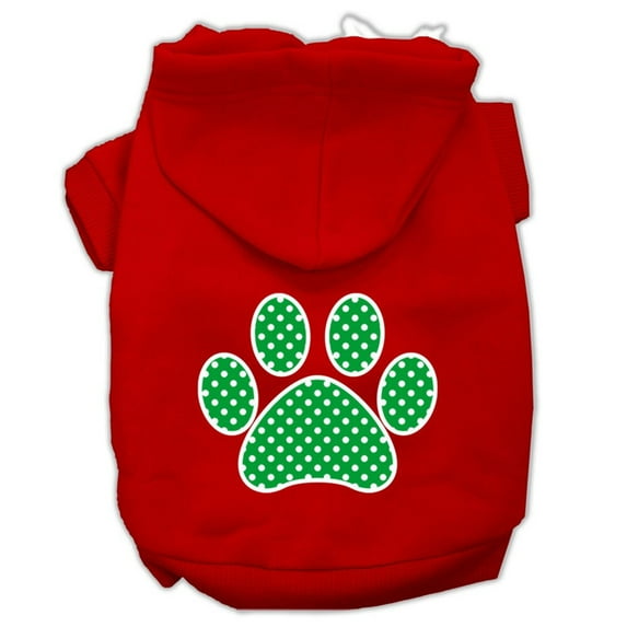 Pet Dog Cat Hoodie Screen Printed, "Green Swiss Dots Paw"