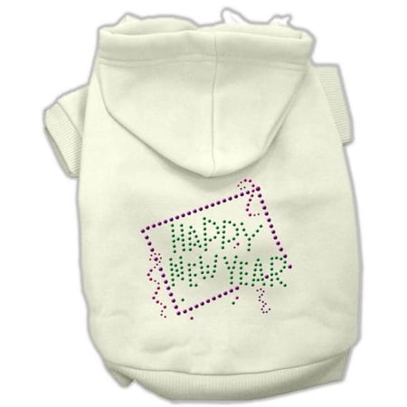 Mirage Pet Products Happy New Year Rhinestone Hoodies Cream M - 12