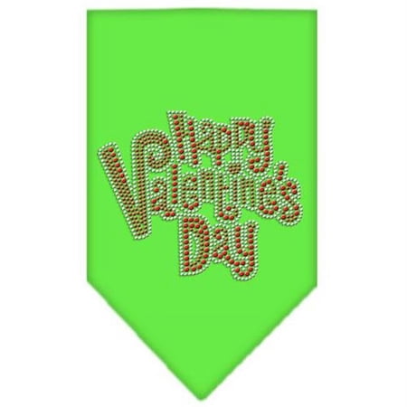 Mirage Pet Products Happy Valentines Day Rhinestone Bandana Lime Green Large