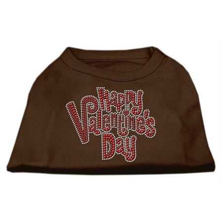 Mirage Pet Products Happy Valentines Day Rhinestone Dog Shirt Brown Lg - 14
