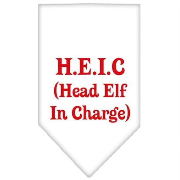 Mirage Pet Products Head Elf In Charge Screen Print Bandana White Large