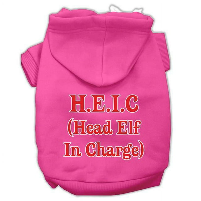 Mirage Pet Products Head Elf In Charge Screen Print Pet Hoodies Bright Pink Size XL
