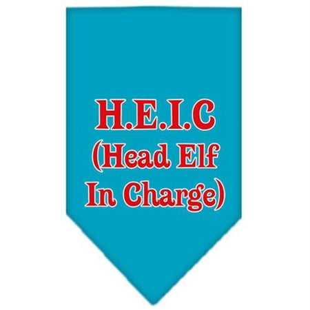 Mirage Pet Products Head elf In Charge Screen Print Bandana Turquoise Large