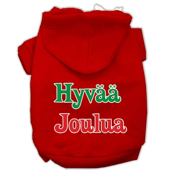 Pet Dog Cat Hoodie Screen Printed, "Hyvaa Joulua"