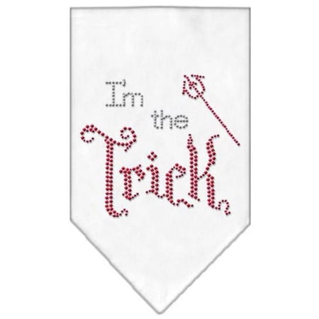 Mirage Pet Products I Am The Trick Rhinestone Bandana, White - Large