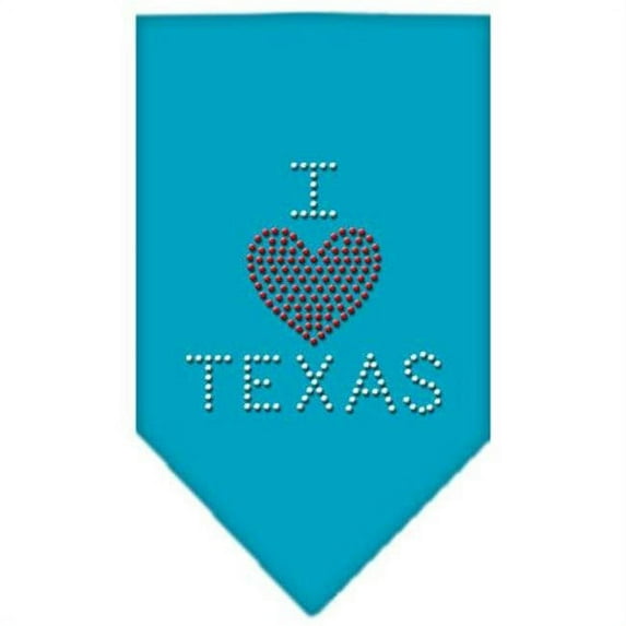 Mirage Pet Products I Heart Texas Rhinestone Bandana Turquoise Large