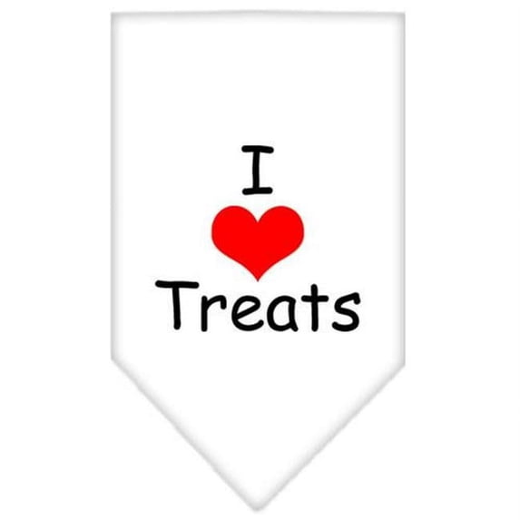 Mirage Pet Products I Heart Treats Screen Print Bandana White Large