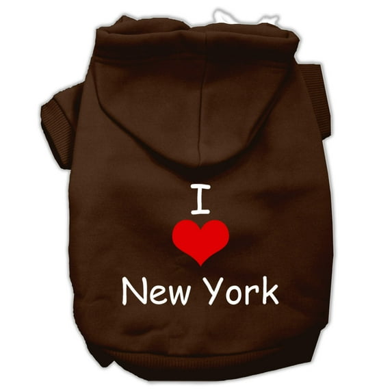 Mirage Pet Products I Love New York Screen Print Pet Hoodies Brown Size Sm