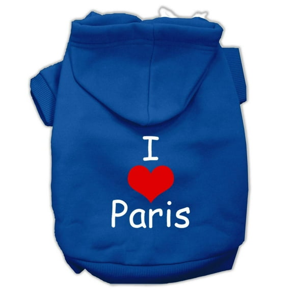 Pet, Dog Cat Hoodie Screen Printed, "I Love Paris"