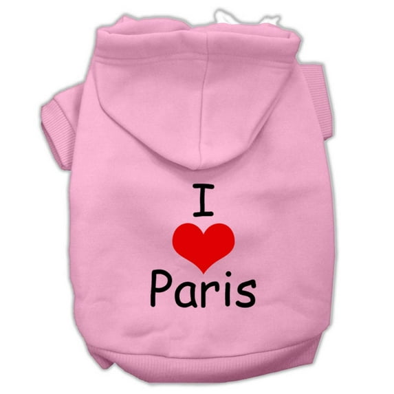 Pet, Dog Cat Hoodie Screen Printed, "I Love Paris"