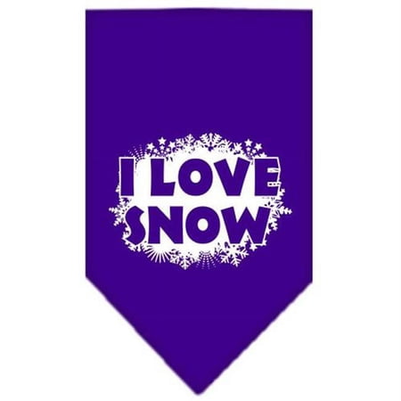 Mirage Pet Products I Love Snow Screen Print Bandana Purple Large