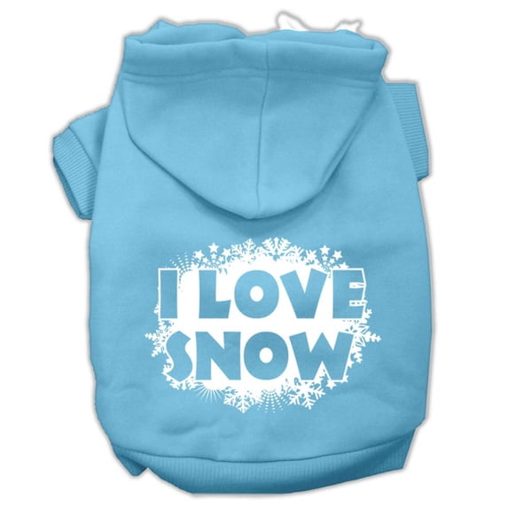 Christmas Pet Dog Cat Hoodie Screen Printed, "I Love Snow"