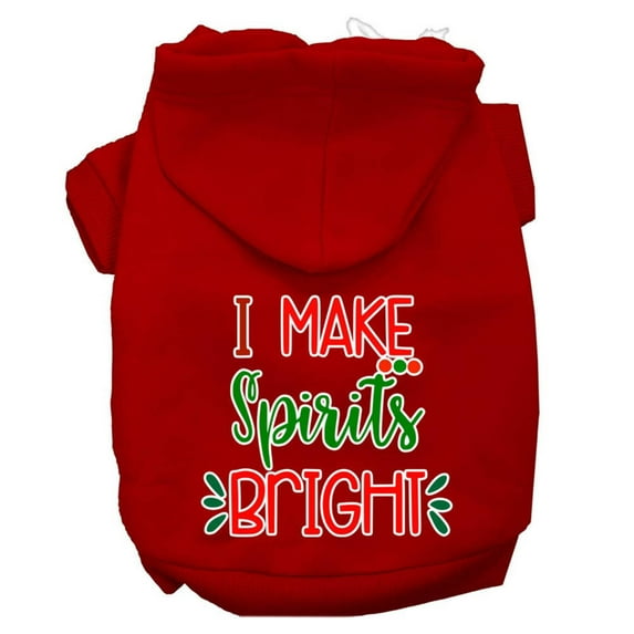 Mirage Pet I Make Spirits Bright Screen Print Dog Hoodie Red XL