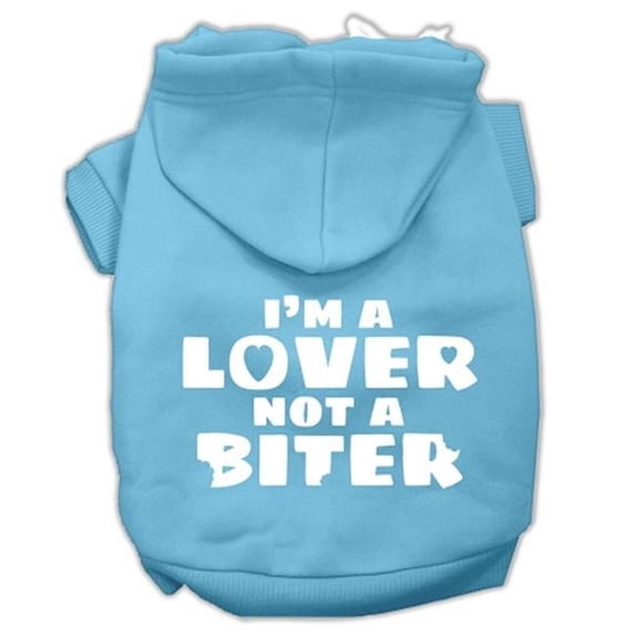 Mirage Pet Products I'm a Lover not a Biter Screen Printed Dog Pet Hoodies Baby Blue Size Lg