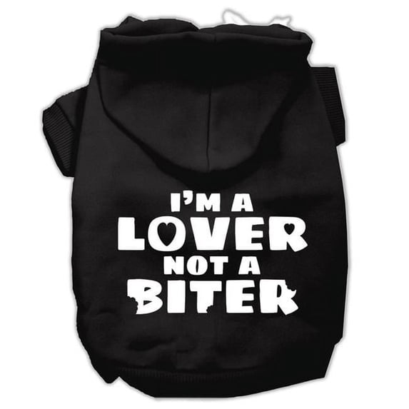 Mirage Pet Products I'm a Lover not a Biter Screen Printed Dog Pet Hoodies Black Size Lg