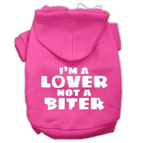 Mirage Pet Products I'm a Lover not a Biter Screen Printed Dog Pet Hoodies Bright Pink Size Med