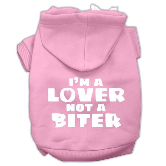 Mirage Pet Products I'm a Lover not a Biter Screen Printed Dog Pet Hoodies Light Pink Size XXXL