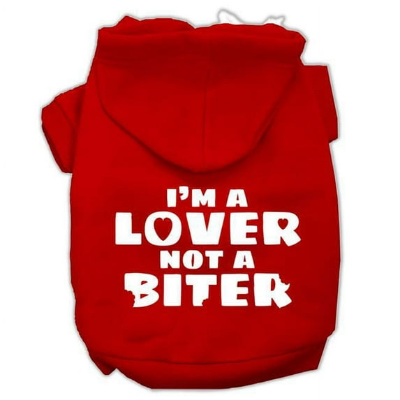 Mirage Pet Products I'm a Lover not a Biter Screen Printed Dog Pet Hoodies Red Size XXL
