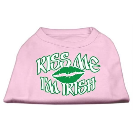 Mirage Pet Products Kiss Me Im Irish Screen Print Shirt Light Pink Med - 12