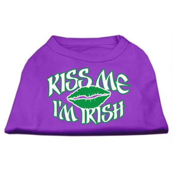 Mirage Pet Products Kiss Me Im Irish Screen Print Shirt Purple XL - 16