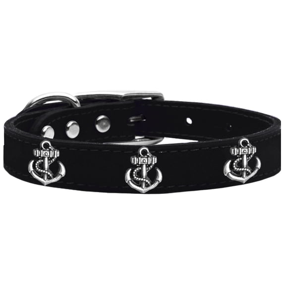Mirage Pet Products Leather Anchor Dog Collar, Black, L