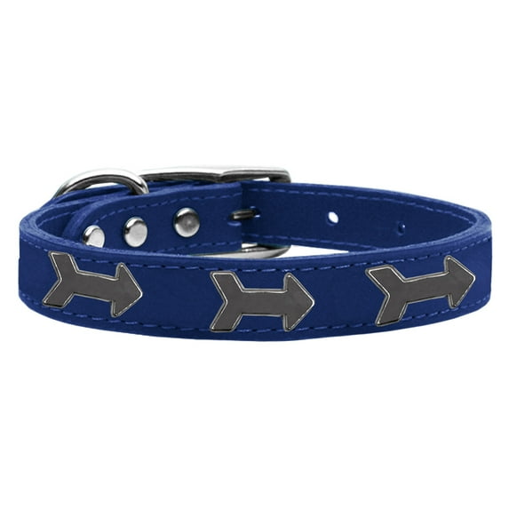 Mirage Pet Products Leather Arrow Dog Collar, Blue, M