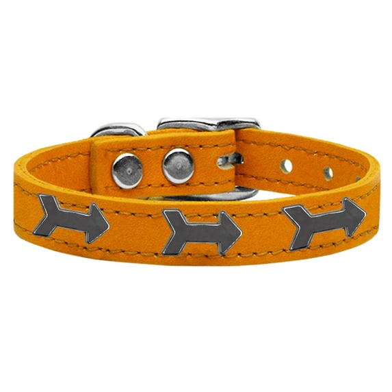 Mirage Pet Products Leather Arrow Dog Collar, Mandarin, L