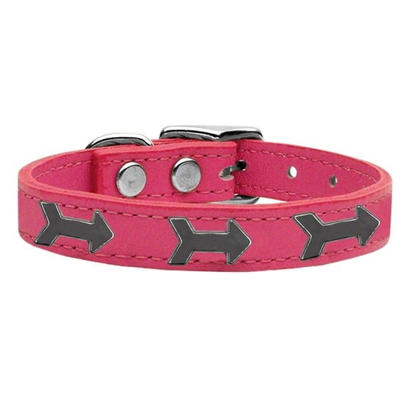 Mirage Pet Products Leather Arrow Dog Collar, Pink, S