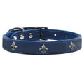 thumbnail image 1 of Mirage Pet Products Leather Fleur De Lis Dog Collar, Blue, S/M, 1 of 3